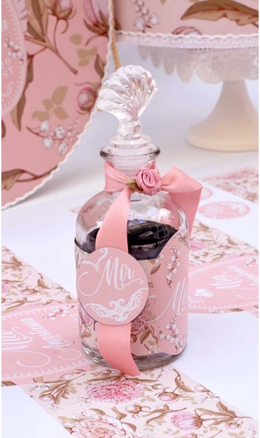 Trusou de botez cu bujori motive florale pe nuante elegante de roz si corai  3